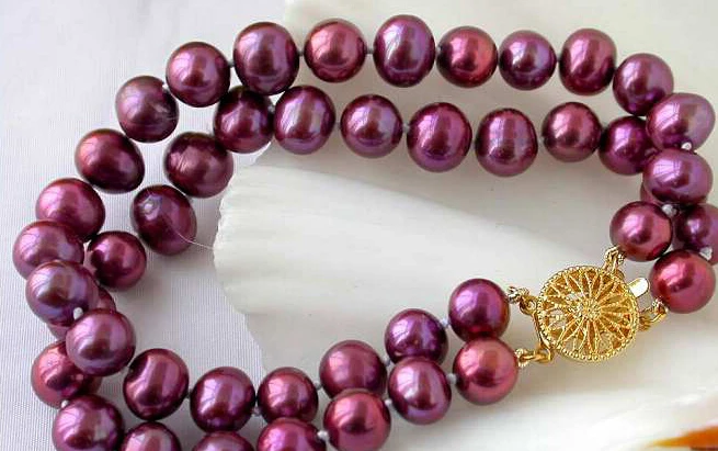 

0784 2ROW 8" GRAPE PURPLE ROUND FW PEARL BRACELET