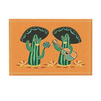 

Bed and Bathroom Carpet Kitchen Mats Desert Mexican Natural Plant Decor, Cactus Mariachi Bath Rugs, Non-Slip Doormat