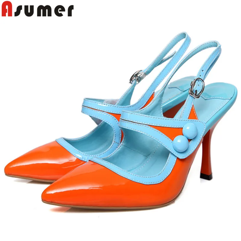 

ASUMER 2019 fashion summer new shoes woman pointed toe shallow pumps women shoes cow patent leather shoes prom wedding shoes