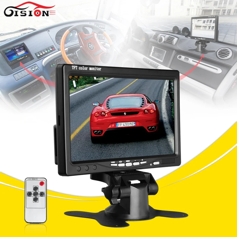 DC 12V 7 Inch Color TFT LCDCar Monitor Rear View Headrest Display With 2 Channels Video