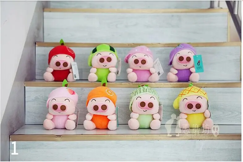 10 штук в партии маленькие милые фруктовые игрушки "Свинка" Фруктовый дизайн свинка куклы подарок около 18 см 0590