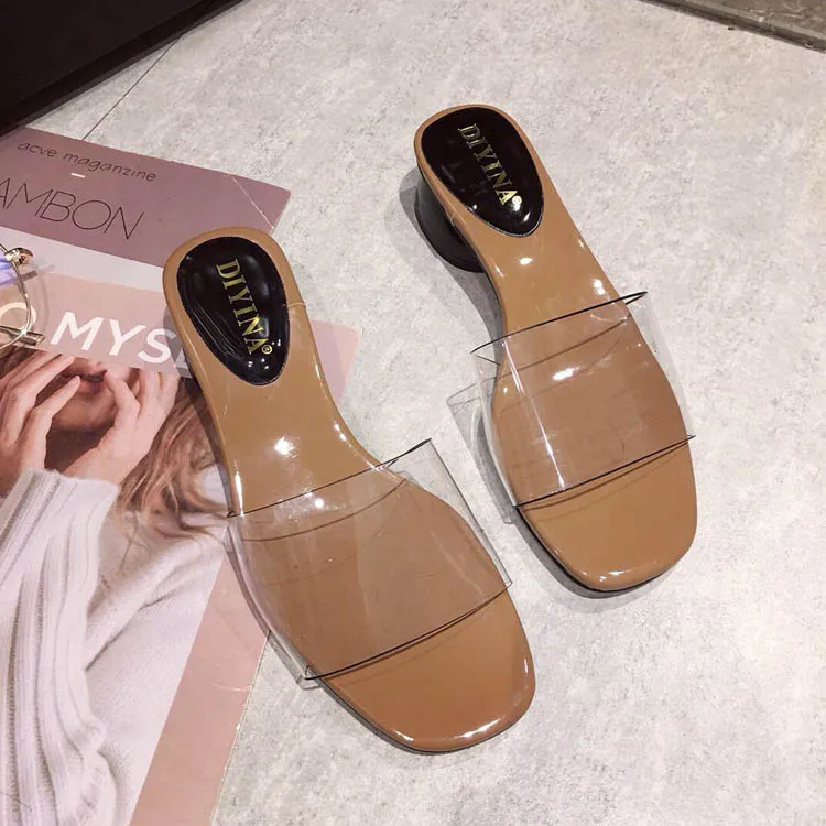 

Med Modis Slippers Summer Ladies Brief Rubber New 2019 Low Leather Clear Slides Pvc Retro Female Korean Sandal Spring Allmatch