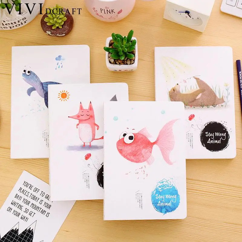 Vividcraft Korea Kawaii Animals Stationery Sketchbook Notebook for Students Agenda 2017 A5 32K Planner Papelaria Diary Binder |