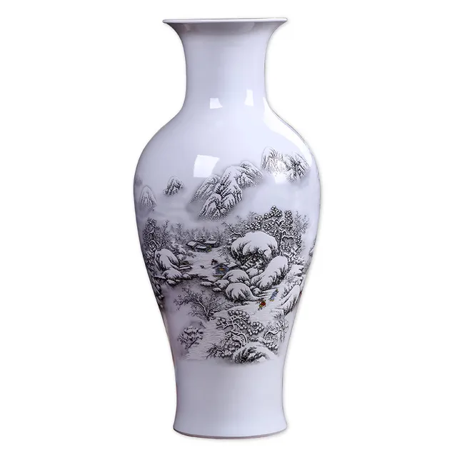 Buy Chinese Style Tall Ceramic Floor Vase Decoration Home Office Jingdezhen
