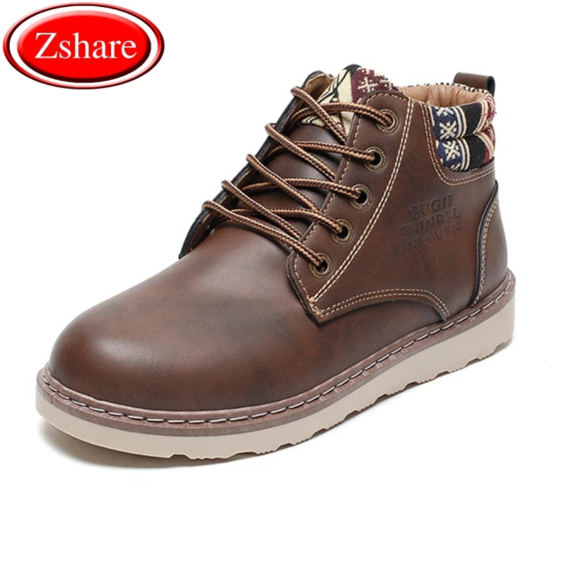 

New 2019 British Style High Quality Leather Autumn Men Boots Winter Round Toe Ankle Boots Martin Booties Working Boots Men Shoes