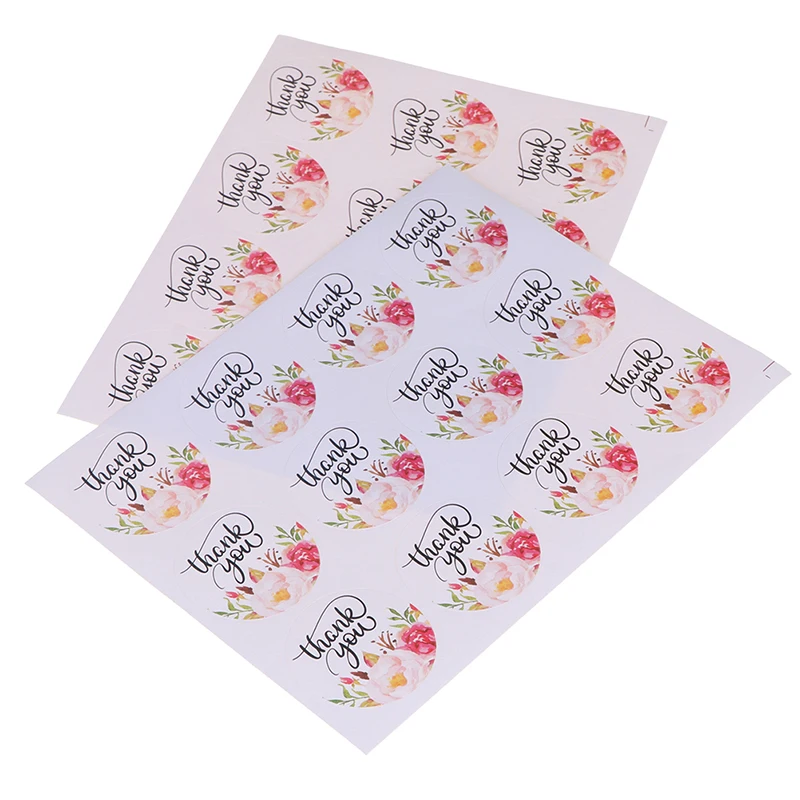 120pcs/lot 40mm Round Flower "Thank You"packaging Seals Sticker Labels For Envelope Wedding Birthday Gifts