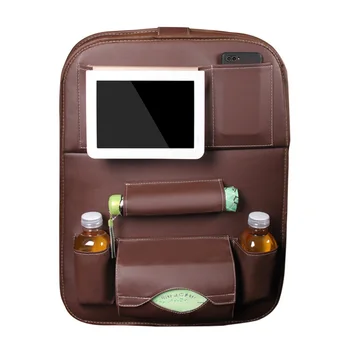 

Car Backseat Protective Cover Organizer with Tablet Holder Foldable Tray for Vehicle PU Seat TD326
