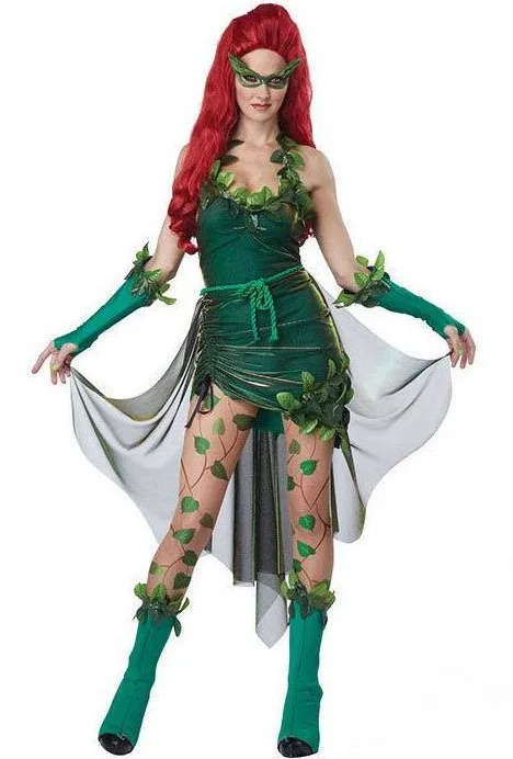 

Halloween Sexy Women Poison Ivy Costume Movie Batman Joker Poison Ivy Harley Quinn Criminal Cosplay Fancy Dress