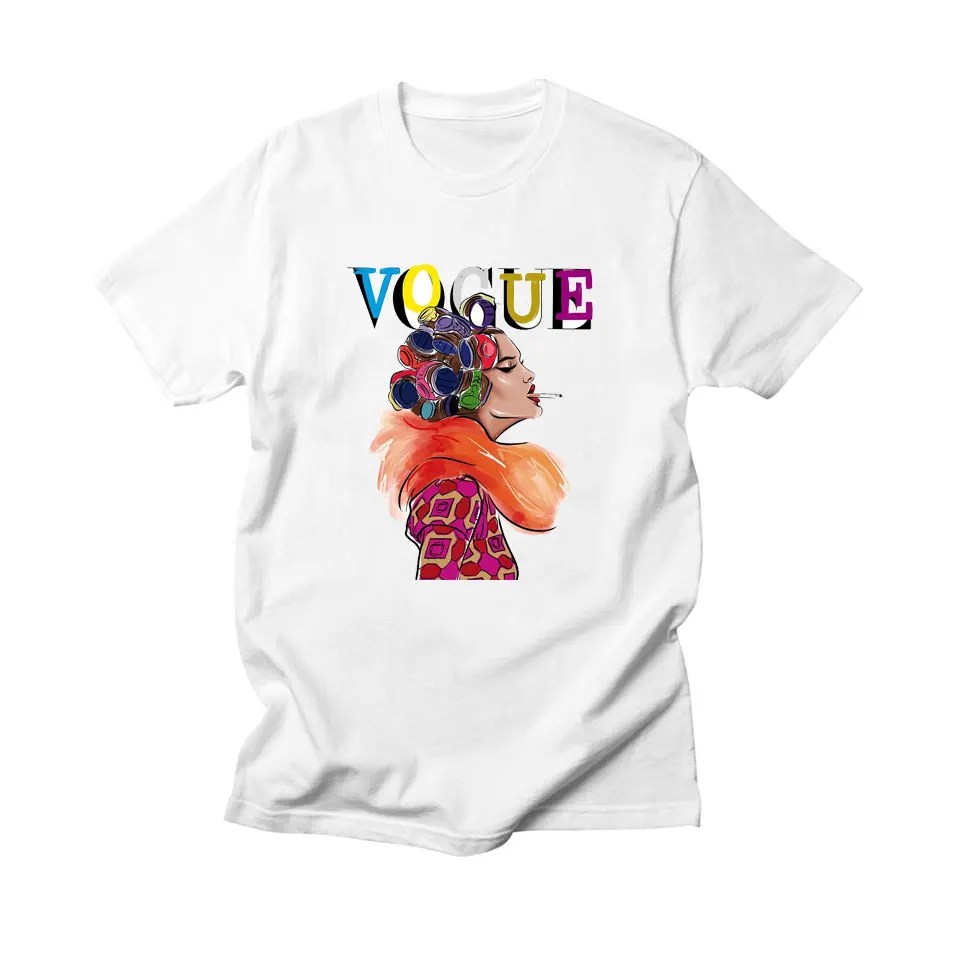

BTFCL 2019 Women Girls VOGUE Harajuku T Shirt Graphic Tees Streetwear Hispter Femme Tshirt Pink T Shirt Korean Clothes