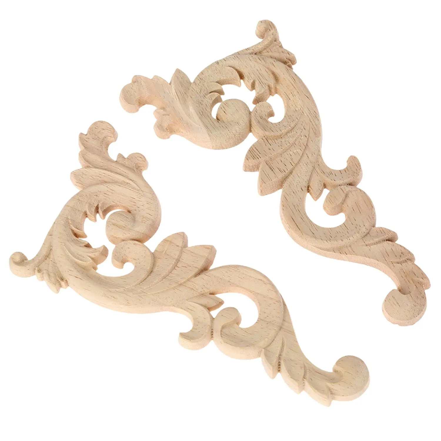 

HOT SALE 2pcs Wood Carved Corner Onlay Unpainted Applique Frame Door Decors Decal 15*8*0.8cm
