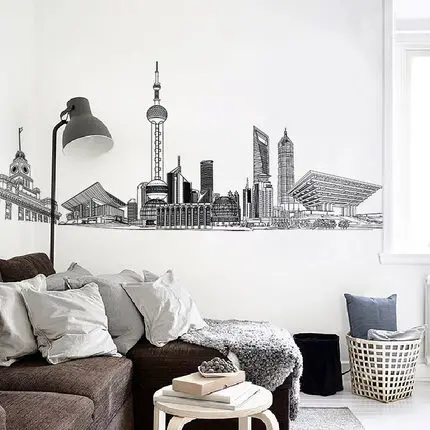 60*160 см, виниловые наклейки на стену с изображением городской жизни, спальни, гостиной, украшения, плакат, съемные обои