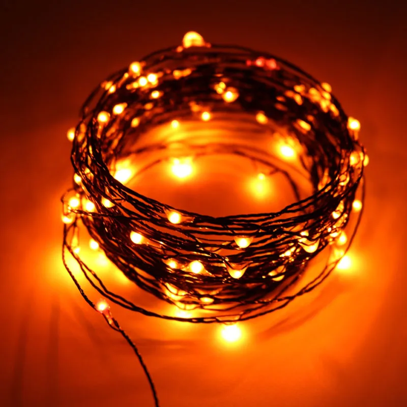 

10*10M 100LED Halloween String Lights Black Wire Orange Purple Color Halloween Decoration Fairy Lights for Home Decor