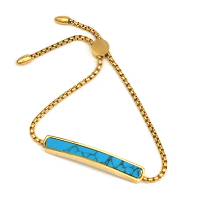 Нержавеющая сталь синий белый черный бирюза браслет серьги ожерелье женский набор золотой цвет Мода натуральный камень ювелирные наборы - Окраска металла: blue bracelet