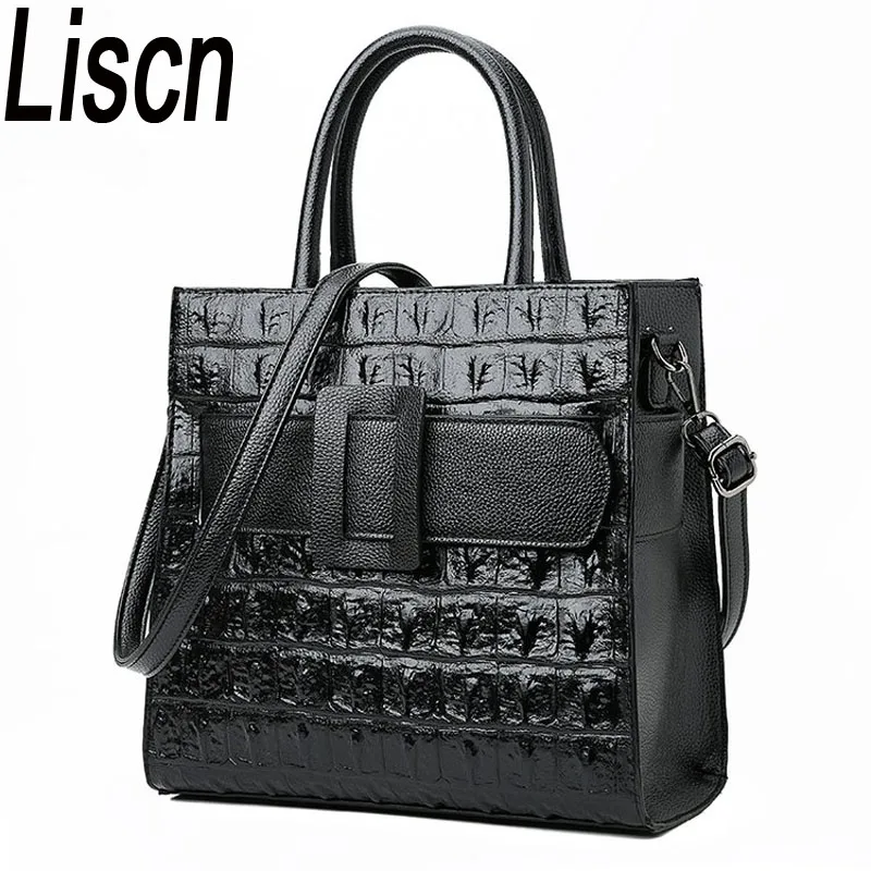 

Crocodile pattern luxury handbags women bags designer 2018 Europe and the United States winter new large capacity shoulder Messe