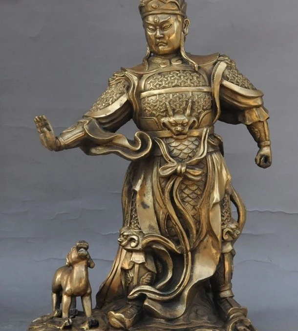 

chinese brass Taoism Vulgar God Erlang Zhenjun Yang Jian Roaring days dog statue