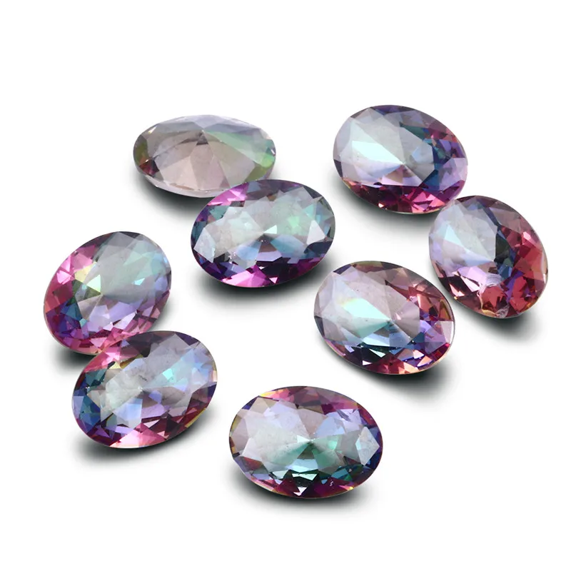 NASIA Mysterious Rainbow Created Stone Beads Spinel Zircon Drop Square Rectangle Oval Loose Gemstone for Ring Jewelry DIY 10 Pcs