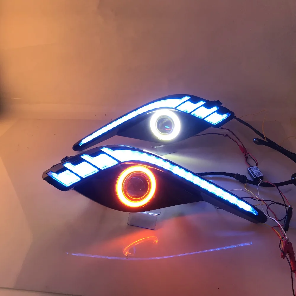 RQXR противотуманная фара вождение свет в сборе для Mazda 6 atenza cob angel eye светодиодные дневные ходовые огни сигнал поворота синий ночной режим
