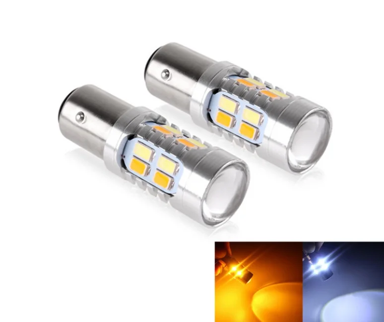 2 х Белый Янтарь двойной цвет 1157 P21/5 Вт Bay15d S25 T20 7443 T25 3157 20SMD 5730 высокое Мощность светодиодный стоп-сигнал светильник лампочка