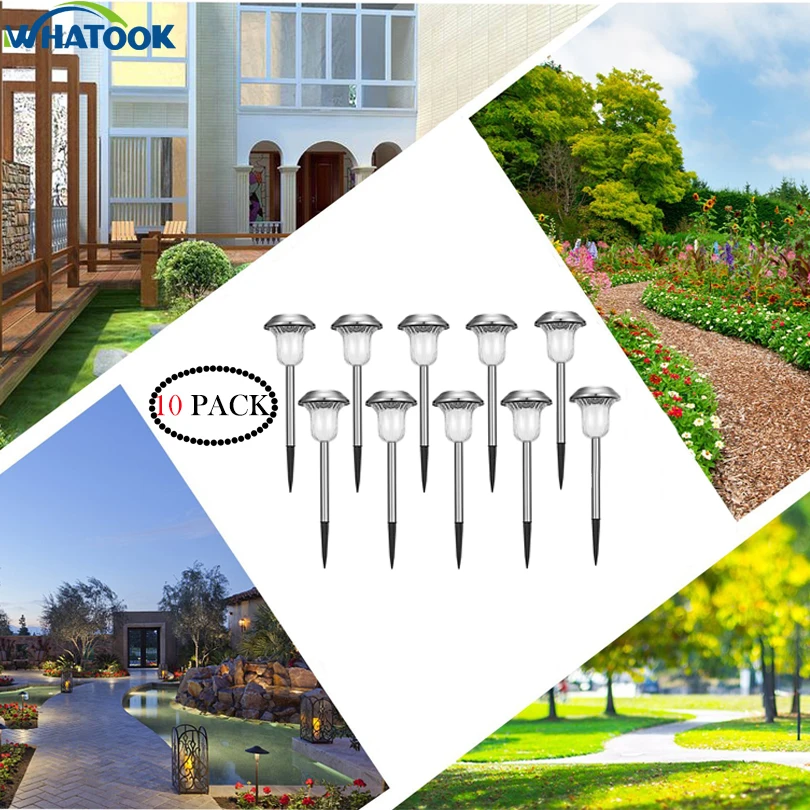 Beste 10 STKS Solar Tuinverlichting Decoratie Outdoor Pathway Waterdichte Waarschuwen Wit LED Zonne energie Schijnwerper Landschap Dek Outdoor