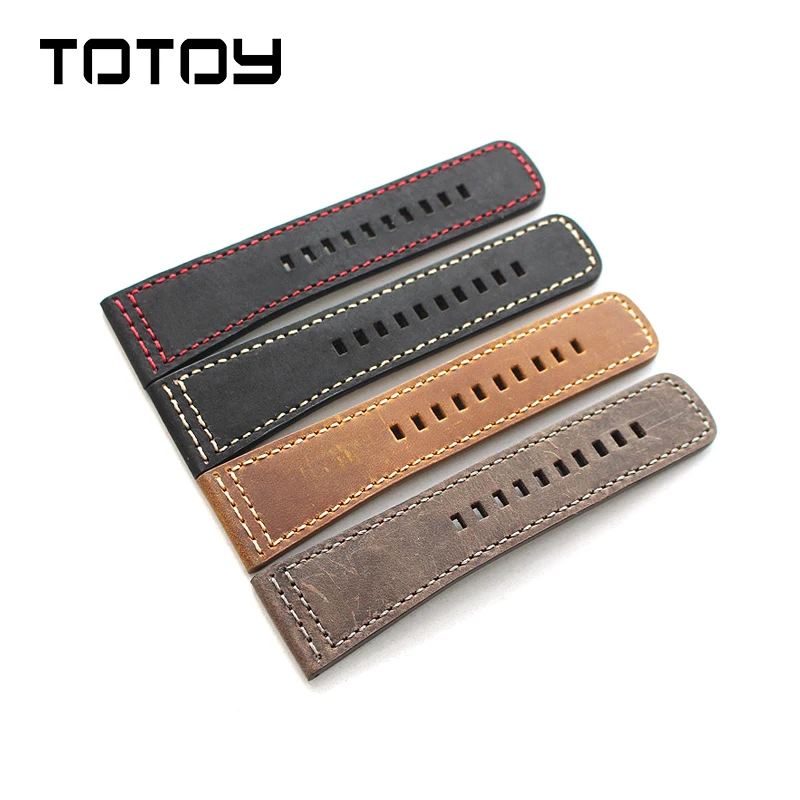 TOTOY ручной работы кожаные Ремешки для наручных часов 28 мм* 24 мм Ретро Crazy Horse ремень, подарок установка инструменты+ аксессуары