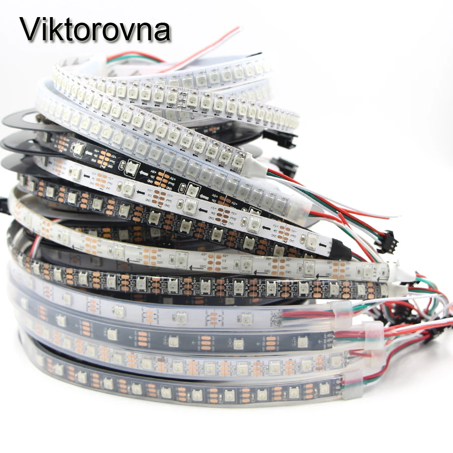 

WS2812B ws2812 30/60/144 pixels 5050 rgb individually addressable led strip light full color tape lanp IP30/IP67 waterproof DC5V