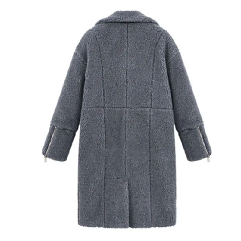 AOTEMAN Autumn Winter Faux Fur Coat Women Elegant Long Sleeve Ladies Streetwear Jacket Vintage Warm Fake Fur Coat Fourrure Femme