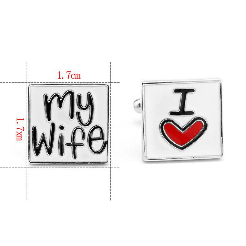 Запонки для мужчин запонки из цинкового сплава с надписью I Love My Wife 8C1735|Зажимы