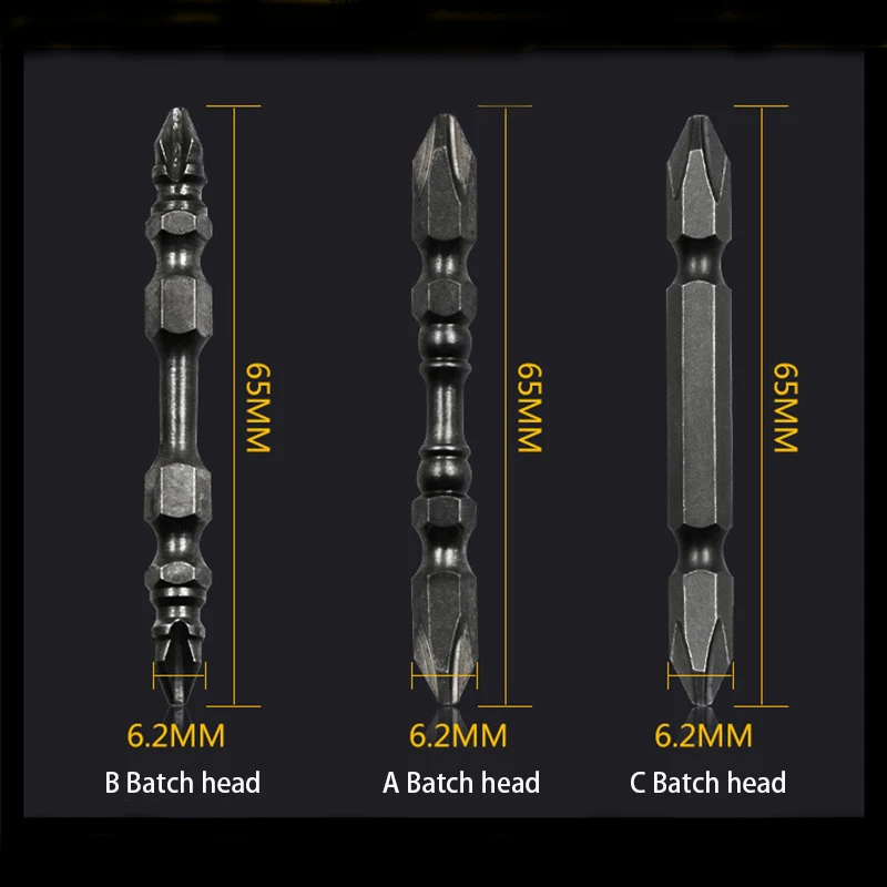 New S2 Alloy Steel 65MM 12G#14G Batch Double Head Cross Strong Magnetic Double-Knuckle Electric Screwdriver Bit Magnetizing - Image 5
