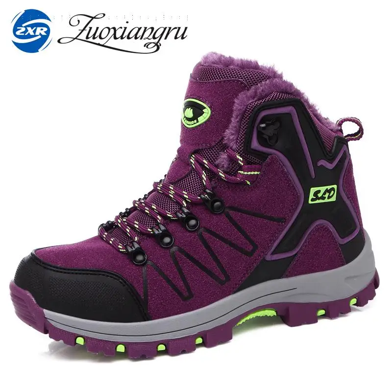 

Zuoxiangru Men High-Top Hiking Shoes Women Warm Waterproof Outdoor Shoes High Quality Plus Velvet Hiking Boots
