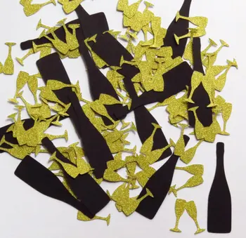 

Gold Glitter & Black New Years Confetti - 1" Inch Decor Champagne Drink Decorations Die Cuts Table decor scrapbook Confettis