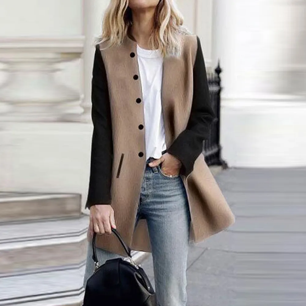 coats and jackets Womens Casual Long Sleeve Cardigan Jacket  Lady Patchwork Cashmere Coat Jumper Knitwear campera mujer  4.2