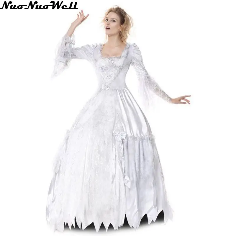 Horrible Fantome Mariee Longue Robe Halloween Zombie Robe De Mariee Crane Mariee Deguisement Mascarade Carnaval Vampire Fete Uniforme Aliexpress