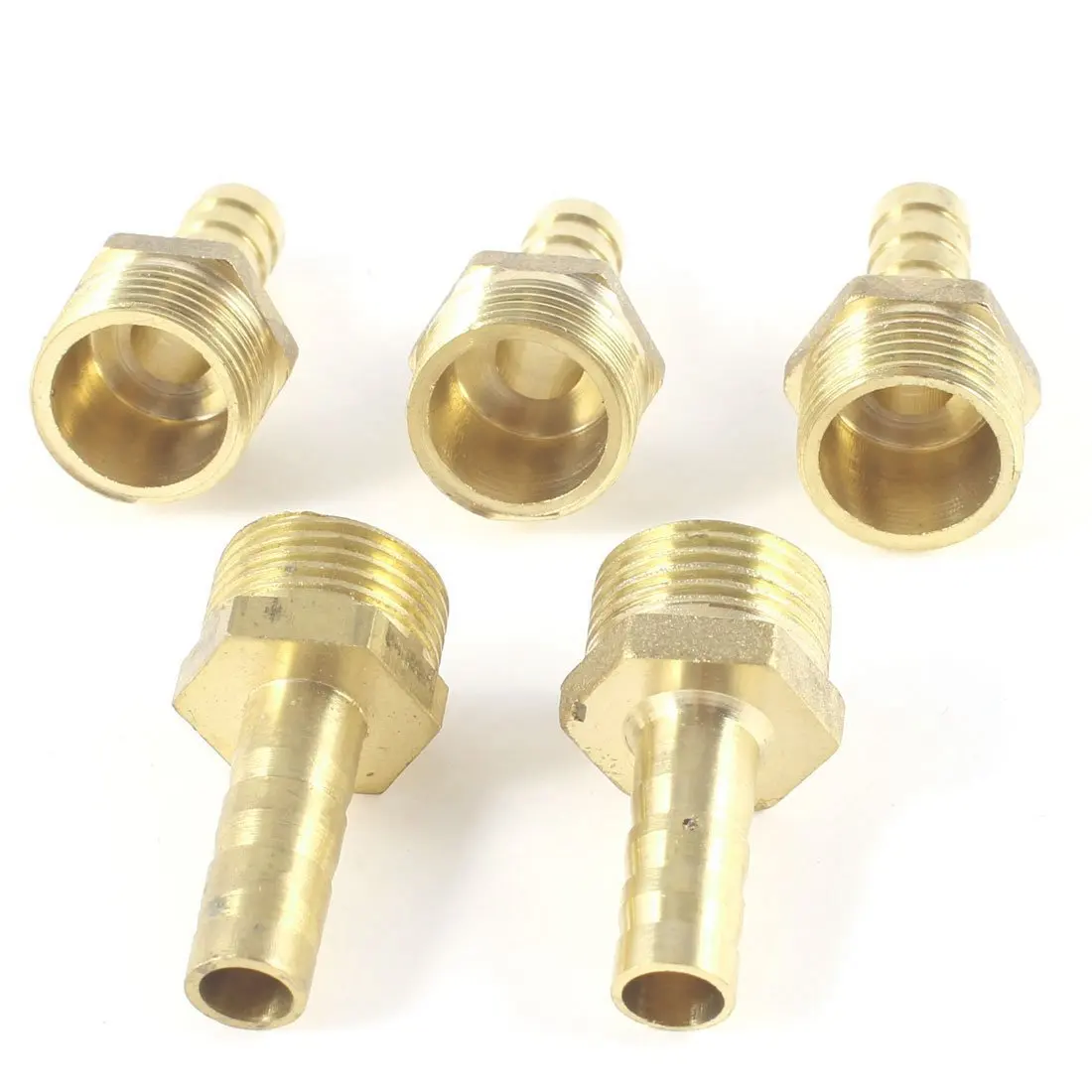 

5 Pieces 0.95cm PT Male Thread to 8mm Hose Barb Brass Coupling Straight Fit Gold Pipe Fitting Connector