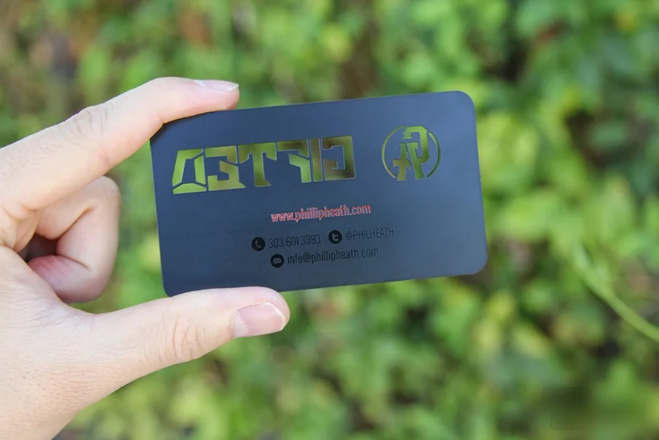 Металлическая членская карта из нержавеющей стали, пустотелая визитная карточка из нержавеющей стали, металлическая визитная карточка черного золота