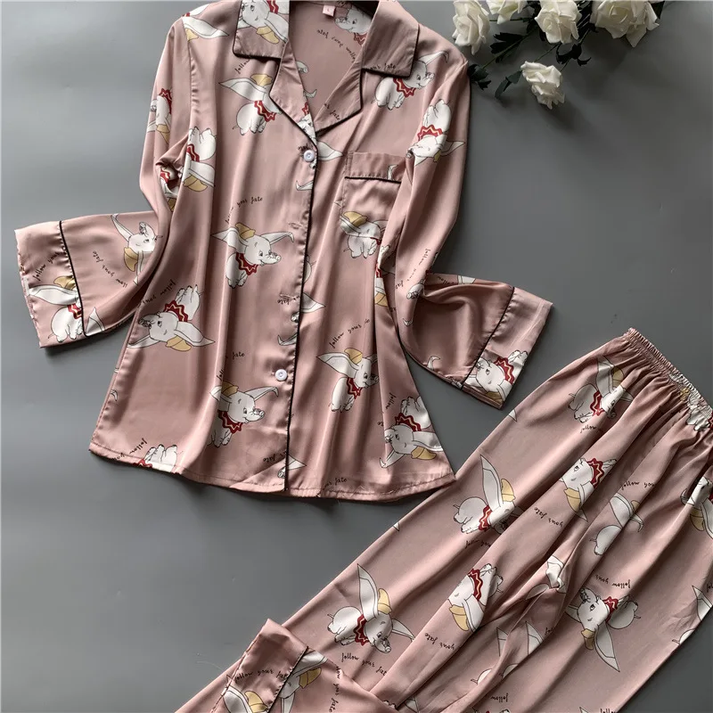 Printing Fashion Women Pajamas Sweeet Long Sleeve Cardigan Twinset Sleepwear