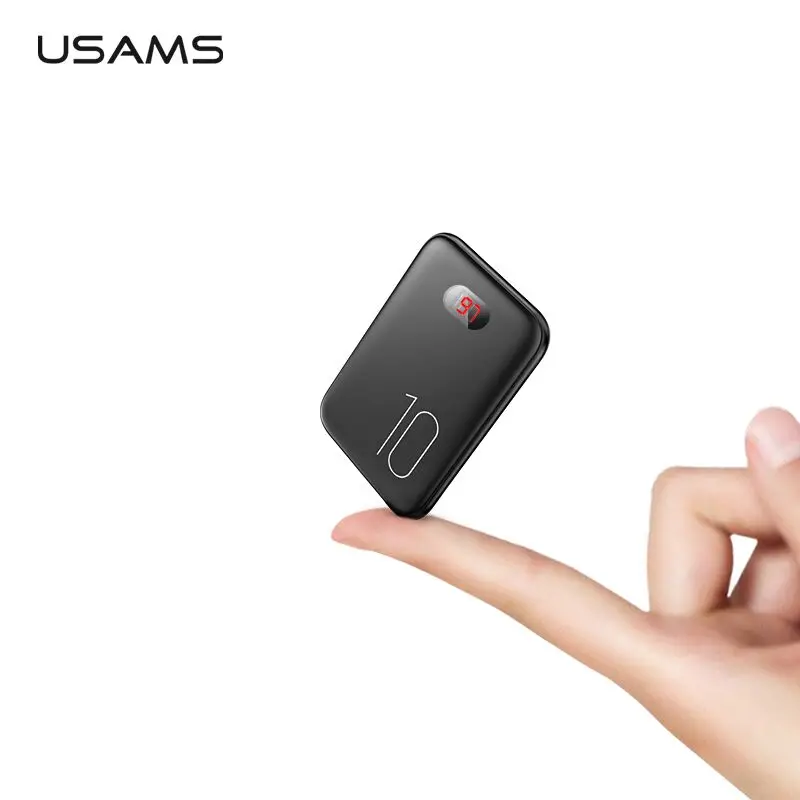 

USAMS 10000mAh Mini Power Bank Dual USB 10000 mAh Powerbank Charger External Battery LED Display for Xiaomi iPhone Samsung