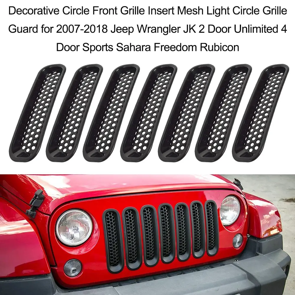 7PCS Decorative Circle Front Grille Insert Mesh Light Guard for 2007-2018 Jeep Wrangler JK 2 Door&ampUnlimited 4 Door | Автомобили и
