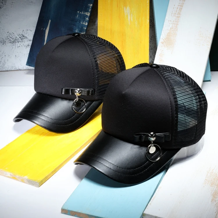 Black Baseball Caps Fashion Metal Ring Baseball Mesh Hat Women And Men