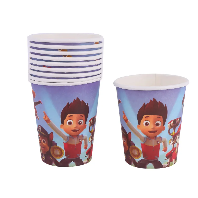  9/16/7 pcs PAW Patrol Tableware set Disposable Cups Mugs Cup knife Fork Spoon Puppy Theme Party For