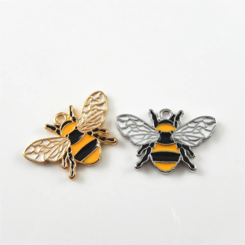 Graceangie 8pcs Alloy Enamel Bee Shape Charms Necklace Pendant Creative