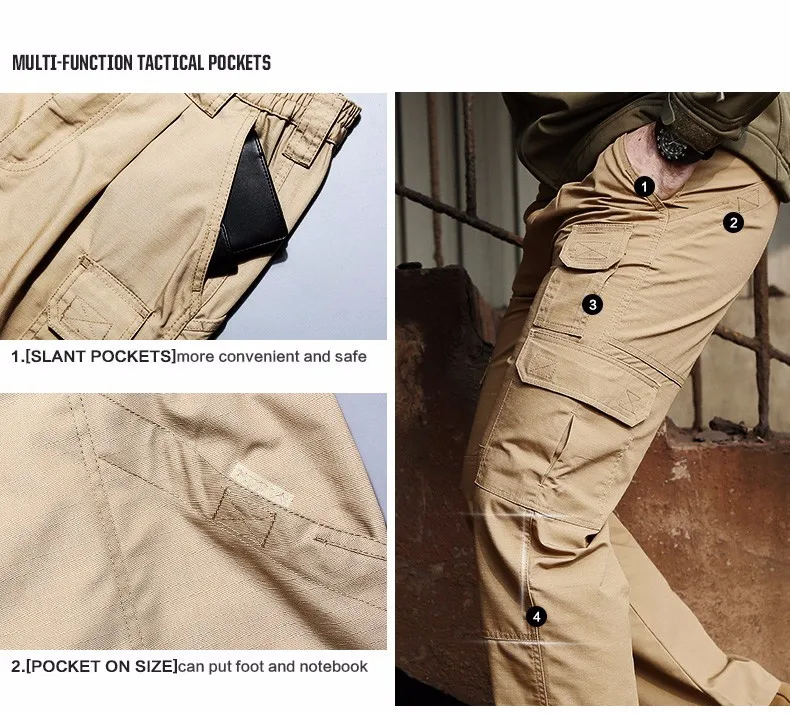Военные тренировочные брюки мужские армейские сетчатые брюки из полихлопка Рипстоп тефлоновые Водонепроницаемые черные
