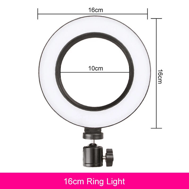 16/26 см светодиодный селфи кольцо светильник Youtube светильник фотография заполнить кольцо светильник со штативом для iphone смартфона макияж лампа - Цвет: Красный