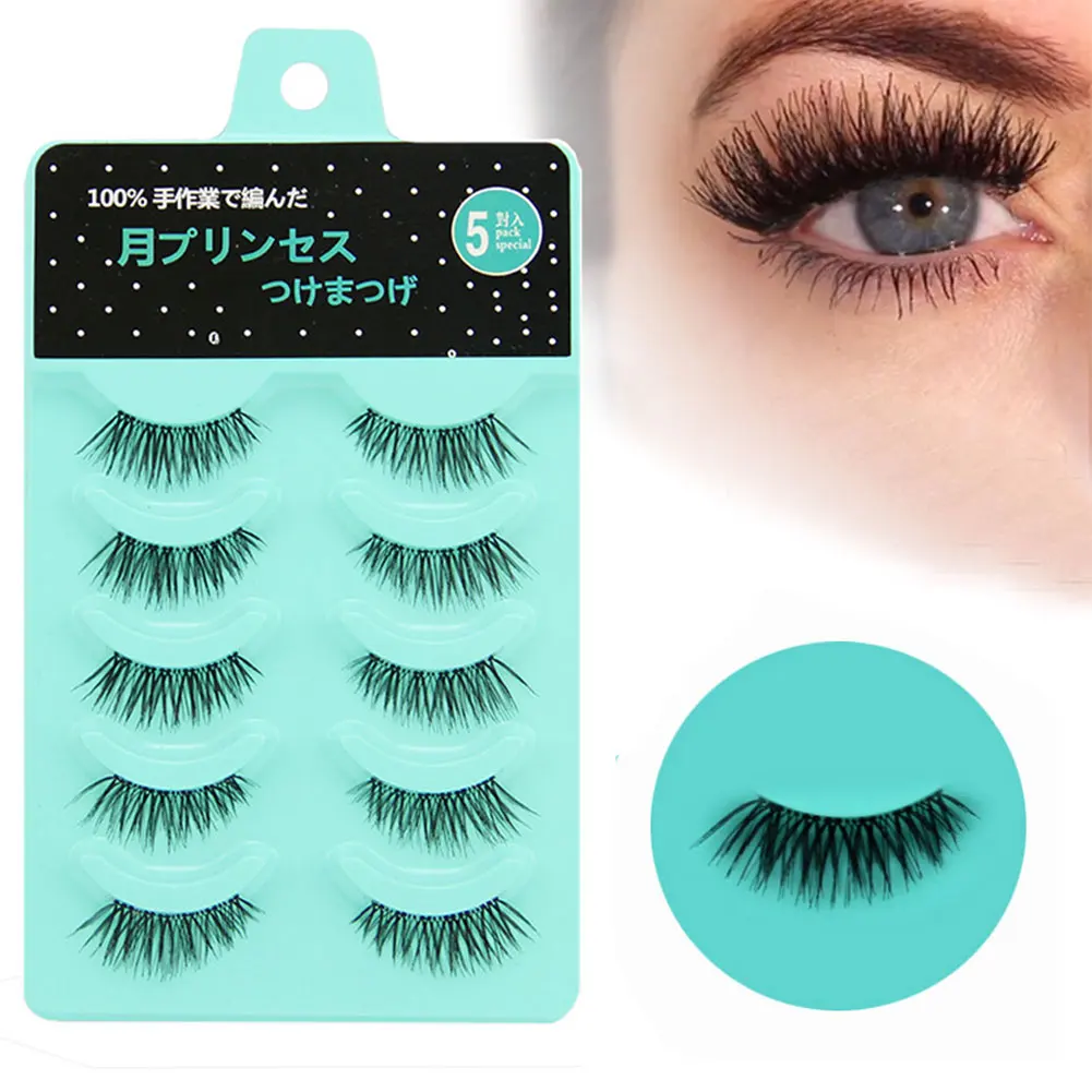 

5 Pair Lashes Extension Artificial Fiber Handmade Party Makeup Charming Professional Natural False Eyelash Reusable Cosmetic