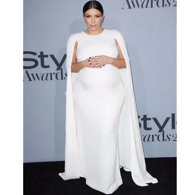Kaftan Formales De Blanca Dress Con Celebrity Noche Capa Vestidos ZuOTiPkX