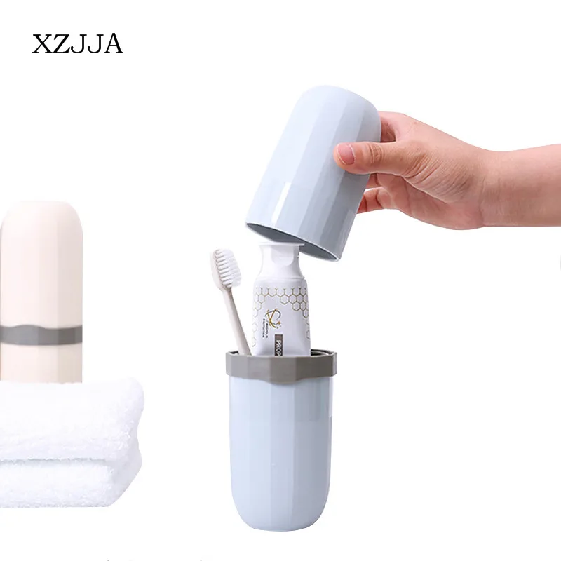 

XZJJA Creative Toothbrush Toothpaste Comb Storage Box Portable Gargle Mug Travel Outdoor Tableware Fork Spoons Protect Container