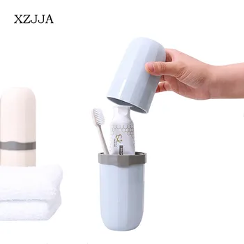 

XZJJA Creative Toothbrush Toothpaste Comb Storage Box Portable Gargle Mug Travel Outdoor Tableware Fork Spoons Protect Container