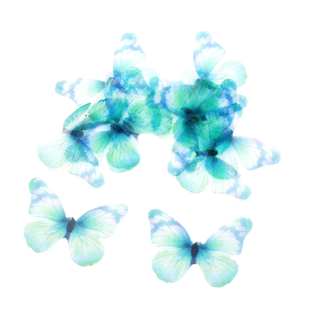 10x Chiffon Butterfly Flatback Embellishments Crafts DIY Scrapbooking Decors Multifunctional Tool for Earrings Hair Clips