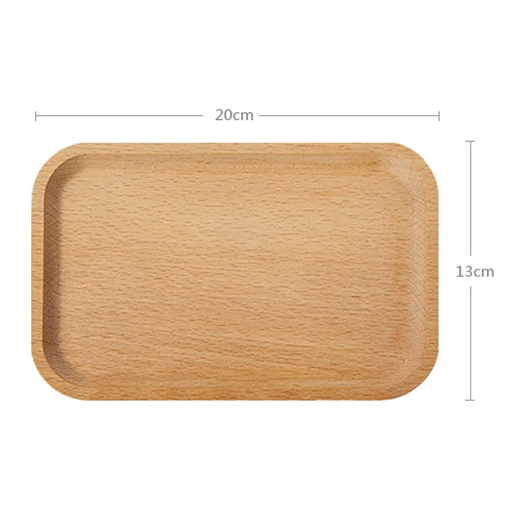 Solid Beech Wood Rectangular Dinner Plate Western Food Rectangular Round Corners Snack Dessert Serving Tray