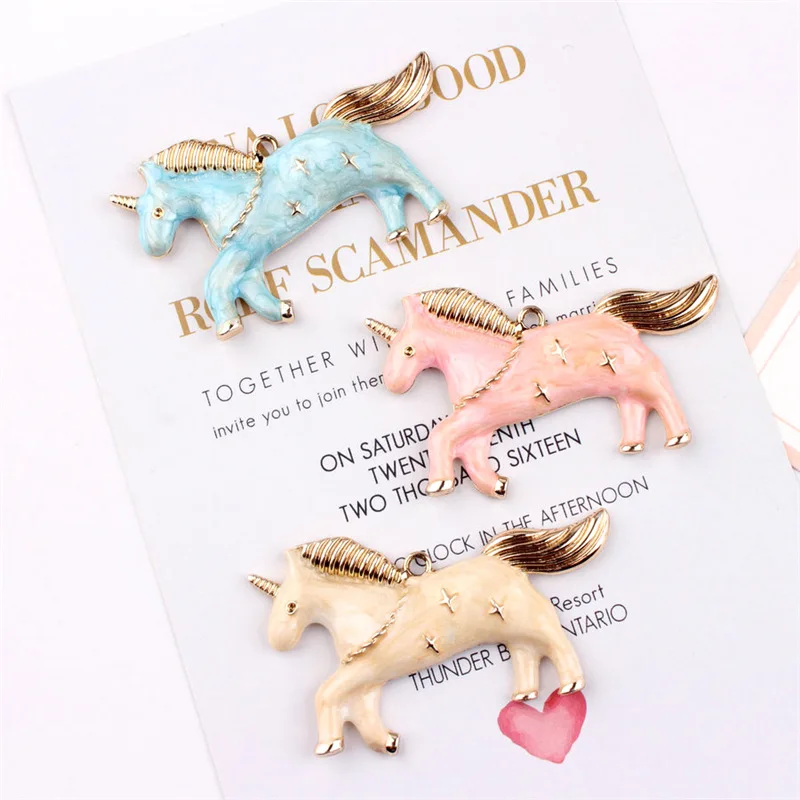 

6pcs Star unicorn Enamel Charms Bracelet Fit Drop Oil Pendant Chunky Horse Metal Charm DIY Earring Jewelry Accessories YZ135
