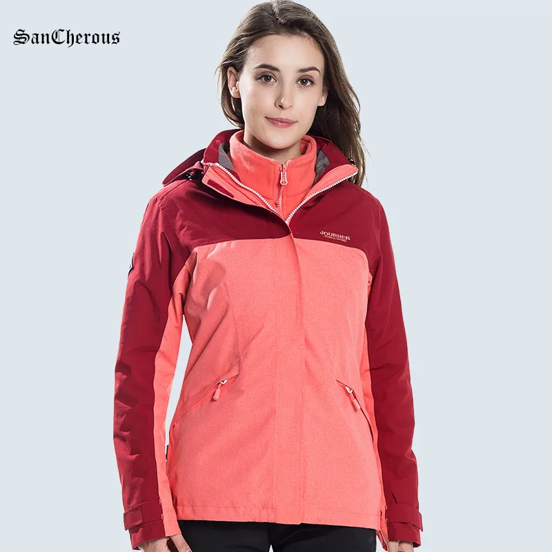 2019 New Women Thick 2 In 1 Waterproof Hiking Jacket Winter Outdoor